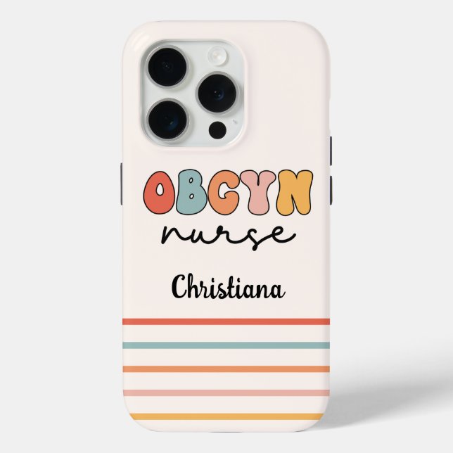 Personalized Retro OBGYN Nurse Case-Mate iPhone Case (Back)