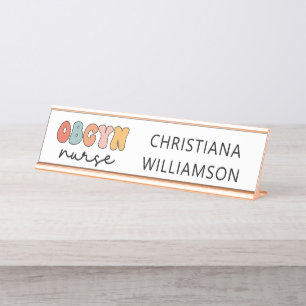 Personalized Retro OBGYN Nurse Desk Name Plate