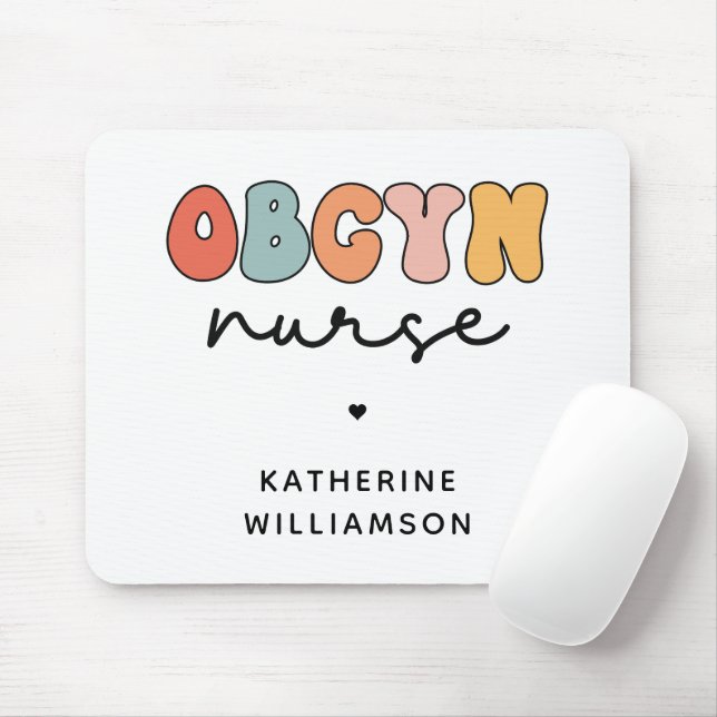 Personalized Retro OBGYN Nurse Mouse Pad (With Mouse)