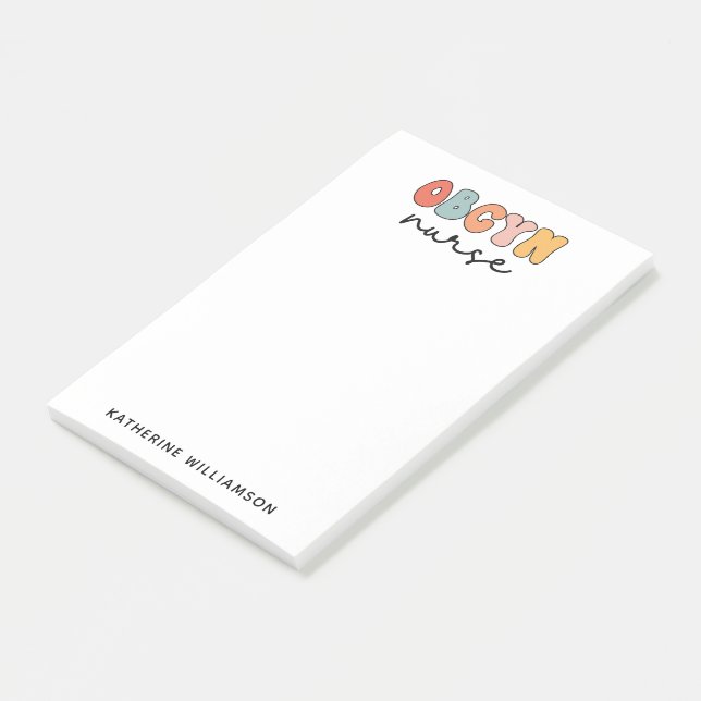 Personalized Retro OBGYN Nurse Post-it Notes (Angled)