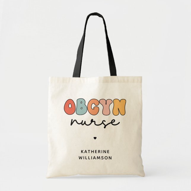Personalized Retro OBGYN Nurse Tote Bag (Front)