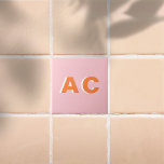 Personalized Retro Orange and Pink Monogram Ceramic Tile<br><div class="desc">Personalized Retro Orange and Pink Monogram Decorative Tiles</div>