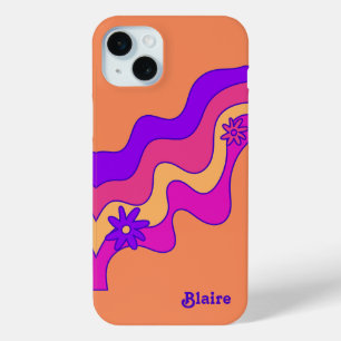 Personalized Retro Orange, Pink, Purple iPhone 15 Plus Case