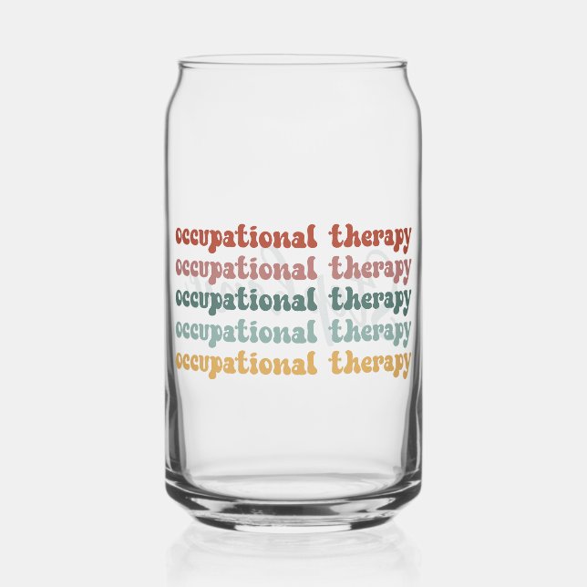 Personalized Retro OT Occupational Therapy OT Can Glass (Front)