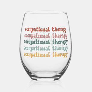 Personalized Retro OT Occupational Therapy OT Stemless Wine Glass