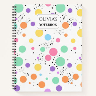 Personalized Retro Pastel Dot Spiral Notebook