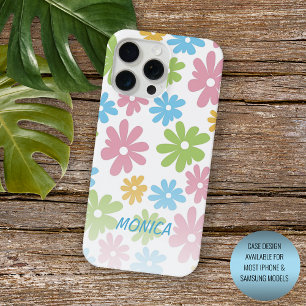 Personalized Retro Pastel Floral Art Pattern iPhone 15 Pro Max Case