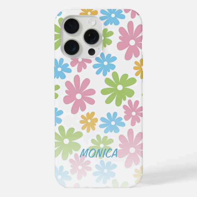 Personalized Retro Pastel Floral Art Pattern Iphone Case (Back)
