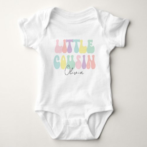 Personalized Retro Pastel Little Cousin  Custom  Baby Bodysuit