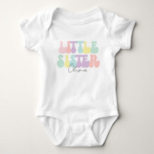 Personalized Retro Pastel Little Sister Custom Baby Bodysuit
