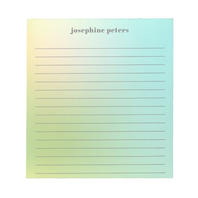 Personalized Retro Pastel Mint Green Gradient Notepad (Front)