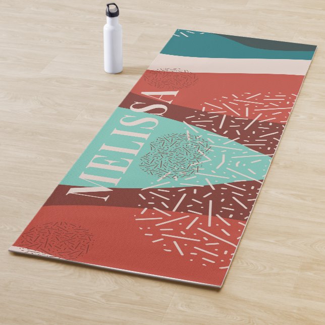 Personalized Retro Pattern Monogram Name Mom  Yoga Mat (In Situ)