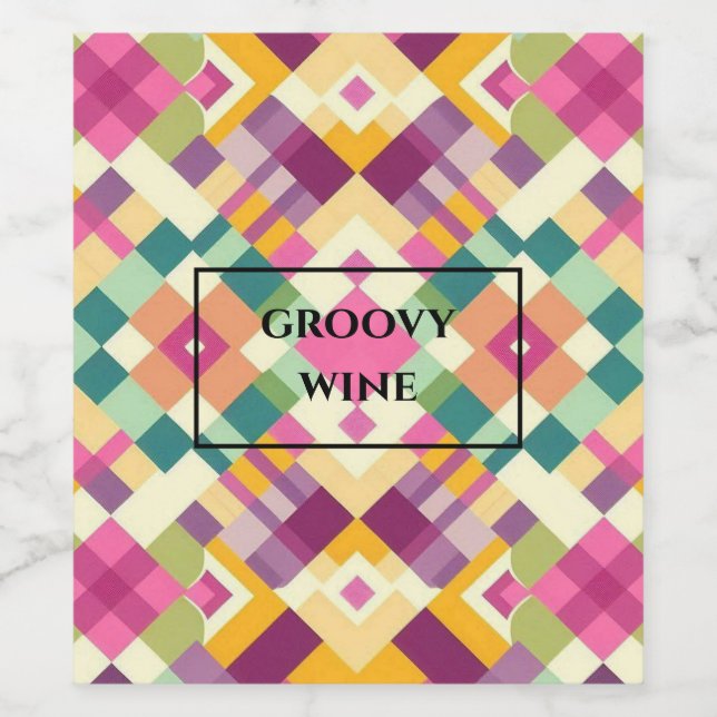 personalized retro pattern wine labels (Single Label)