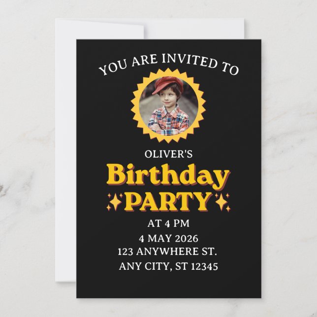 Personalized Retro Photo Birthday Invitation (Front)