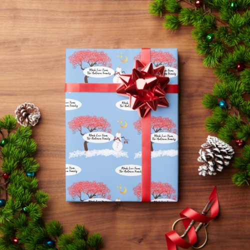Personalized Retro Pine Tree Christmas Wrapping Paper