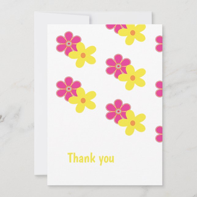 Personalized Retro Pink and Yellow Invitation (Front)