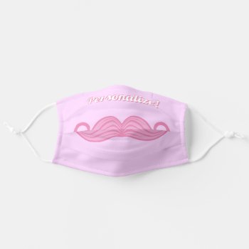 Personalized Retro Pink Mustache Adult Cloth Face Mask by trendyteeshirts at Zazzle