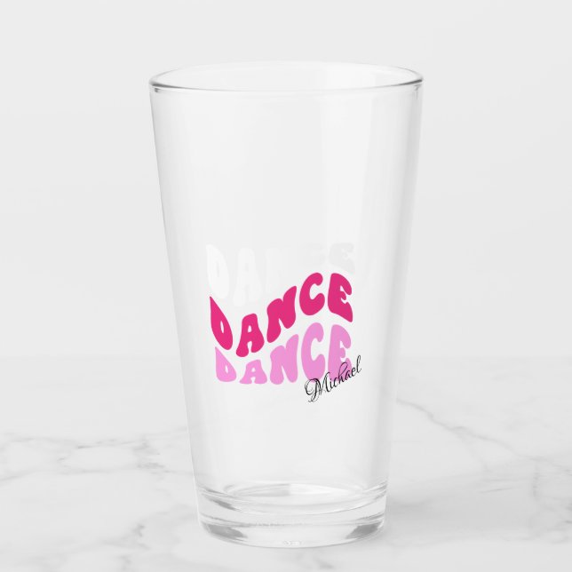 Personalized Retro Pink Name Wavy Typography Glass (Front)