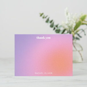 Personalized Retro Pink Purple Bat Mitzvah Thank You Card
