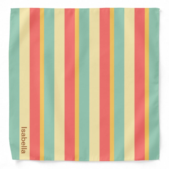 Personalized Retro Pink Yellow Green Blue Bandana (Front)