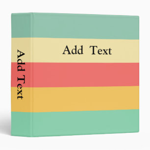 Personalized Retro Pink Yellow Green Blue Stripes 3 Ring Binder