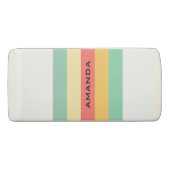Personalized Retro Pink Yellow Green Blue Stripes Eraser (Front)