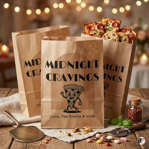 Personalized Retro Pizza Midnight Cravings Wedding Favor Bag