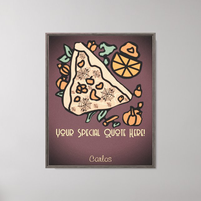 Personalized Retro Pizza with a Pumpkin Twist Canvas Print (Front)