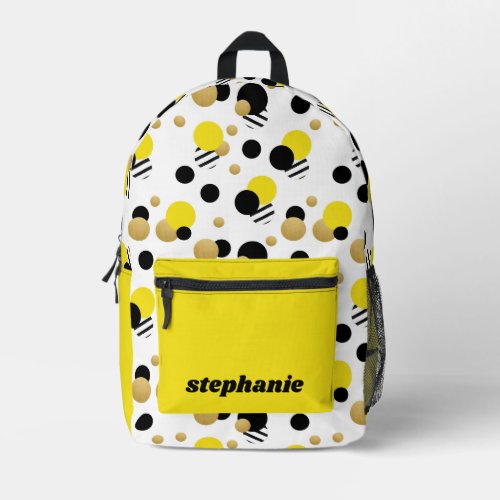 Personalized Retro Polka Dot Yellow Printed Backpack