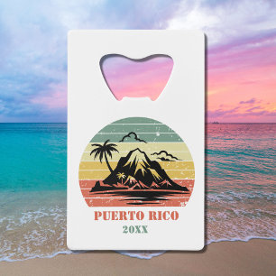 Personalized Retro Puerto Rico  Credit Card Bottle Opener