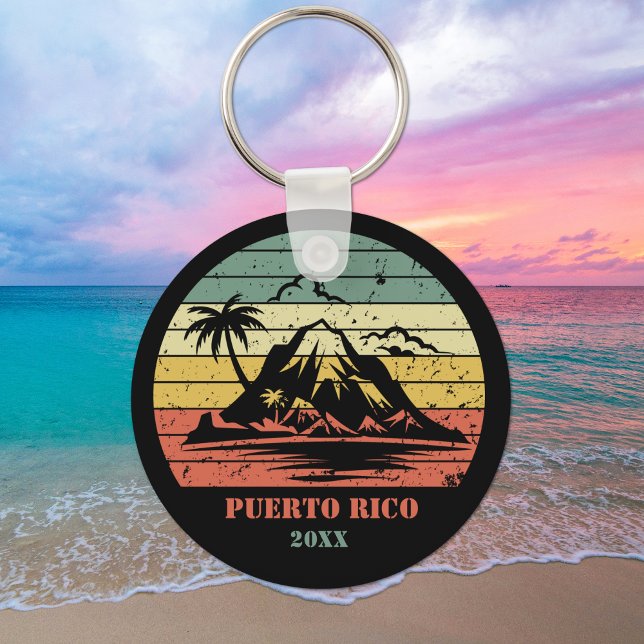 Personalized Retro Puerto Rico  Keychain (Creator Uploaded)