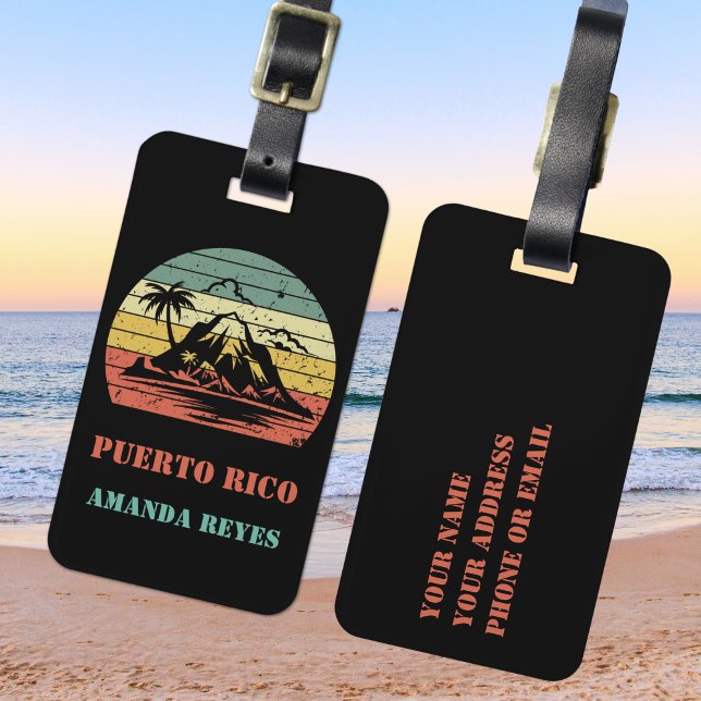 Personalized Retro Puerto Rico  Luggage Tag (Creator Uploaded)