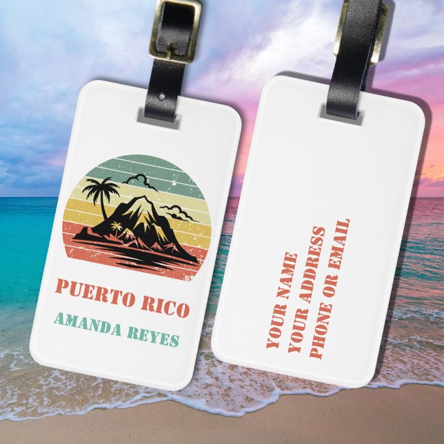 Personalized Retro Puerto Rico  Luggage Tag (Creator Uploaded)