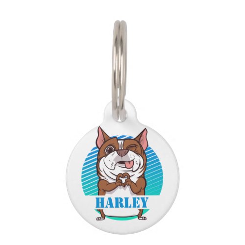 Personalized Retro Pug Dog Lover Custom Name Pet ID Tag