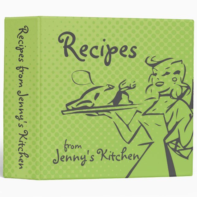 Personalized Retro Recipe Binder - Lime Green (Front/Spine)