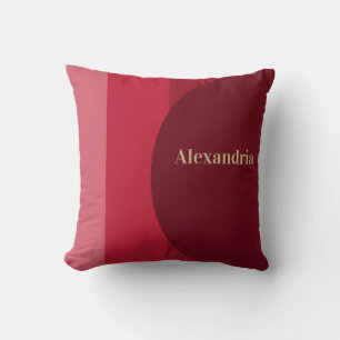 Personalized Retro Red burgundy Stripe Throw Pillow