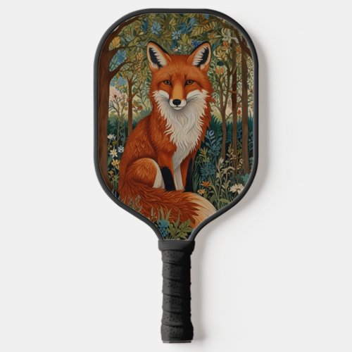 Personalized retro red fox boho botanical  pickleball paddle