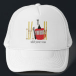 Personalized Retro Red Ski Lift Gondola  Trucker Hat<br><div class="desc">Modern Alpine ski,  skiing,  skier-themed design with gold skis and gold poles and retro ski lift in red color. Simple festive holiday gold ski illustration for ski lovers.</div>