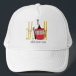 Personalized Retro Red Ski Lift Gondola  Trucker Hat<br><div class="desc">Modern Alpine ski,  skiing,  skier-themed design with gold skis and gold poles and retro ski lift in red color. Simple festive holiday gold ski illustration for ski lovers.</div>