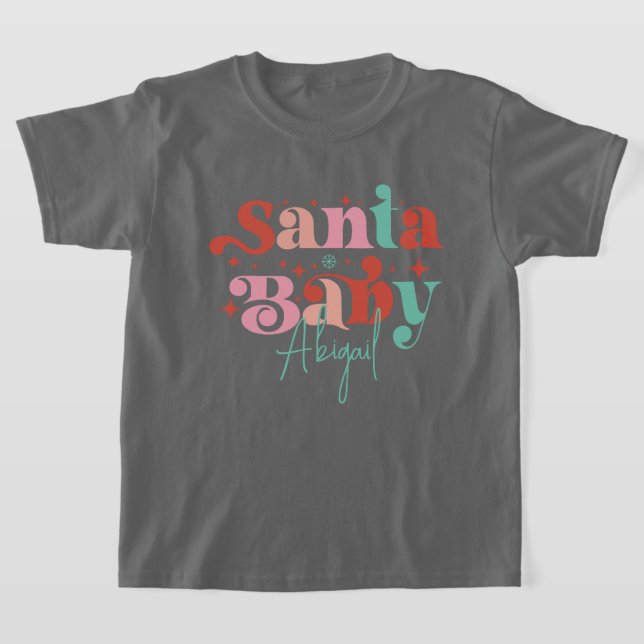 Personalized Retro Santa Baby Tshirt   (Laydown)