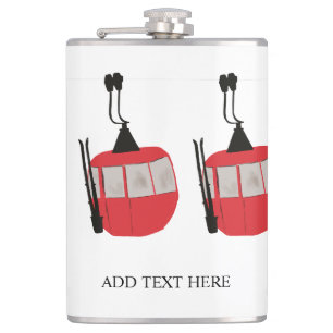 Personalized Retro Ski Lift Skiing Snow Mountain Flask