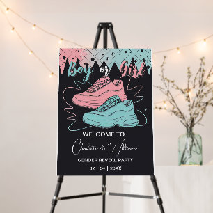 Personalized Retro Sneaker Ball 90s Gender Reveal Foam Board