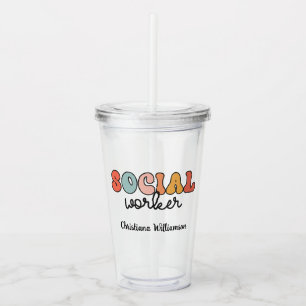Personalized Retro Social Worker Acrylic Tumbler