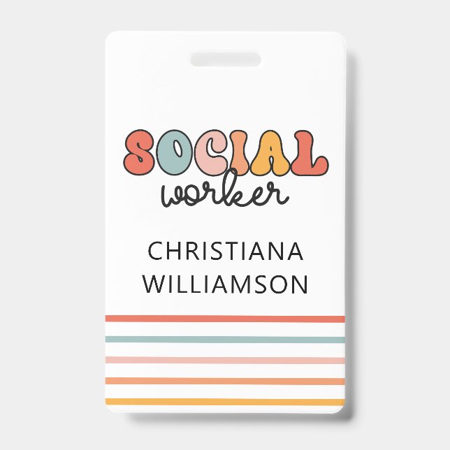Personalized Retro Social Worker Badge (Front)