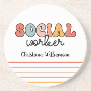 Personalized Retro Social Worker Coaster