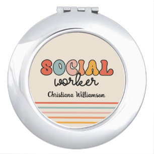 Personalized Retro Social Worker Compact Mirror