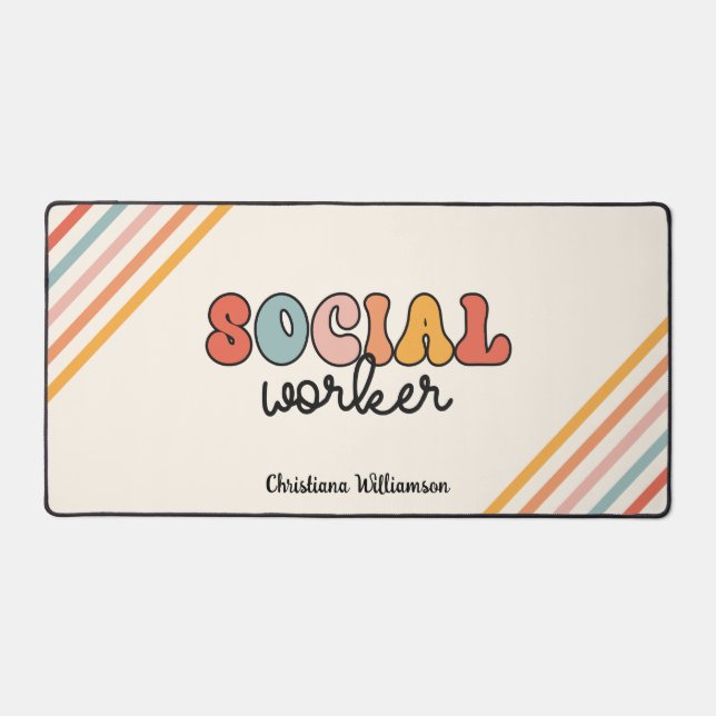 Personalized Retro Social Worker Desk Mat (Front)