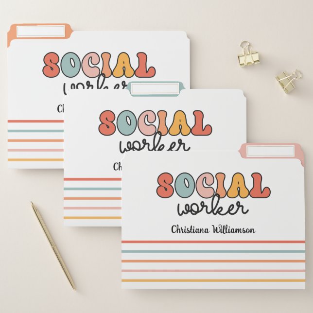 Personalized Retro Social Worker File Folder (Set)