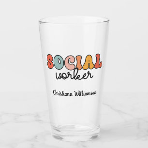 Personalized Retro Social Worker Glass