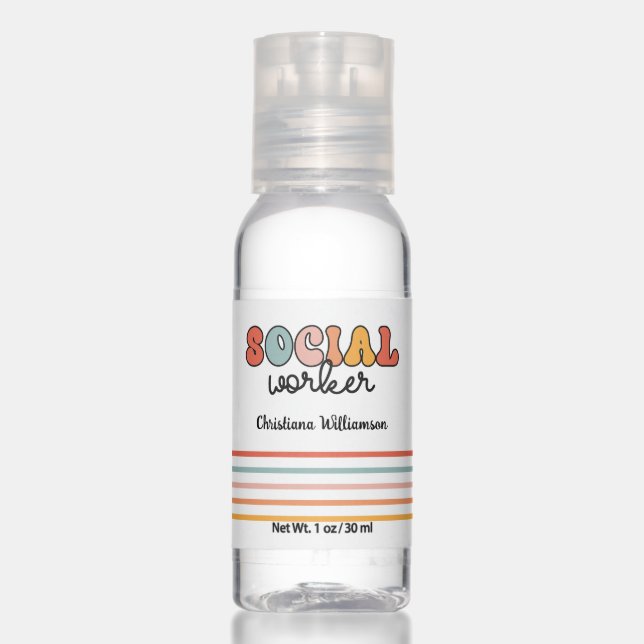 Personalized Retro Social Worker Hand Sanitizer (Front)